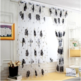 Hot Home Textile Flower Embroidered Luxury 3D Window Curtains Fabric Tulle Sheer Curtains For kitchen Bedroom Living Room