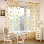 Sun Flower Tulle Curtains for Living Room Bedroom Kitchen Yellow Floral Voile Sheer Curtains for Window Treatment Drapes Blinds